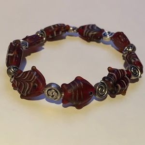 Fish Bracelet, Handmade, Fish, Red fish, Beads